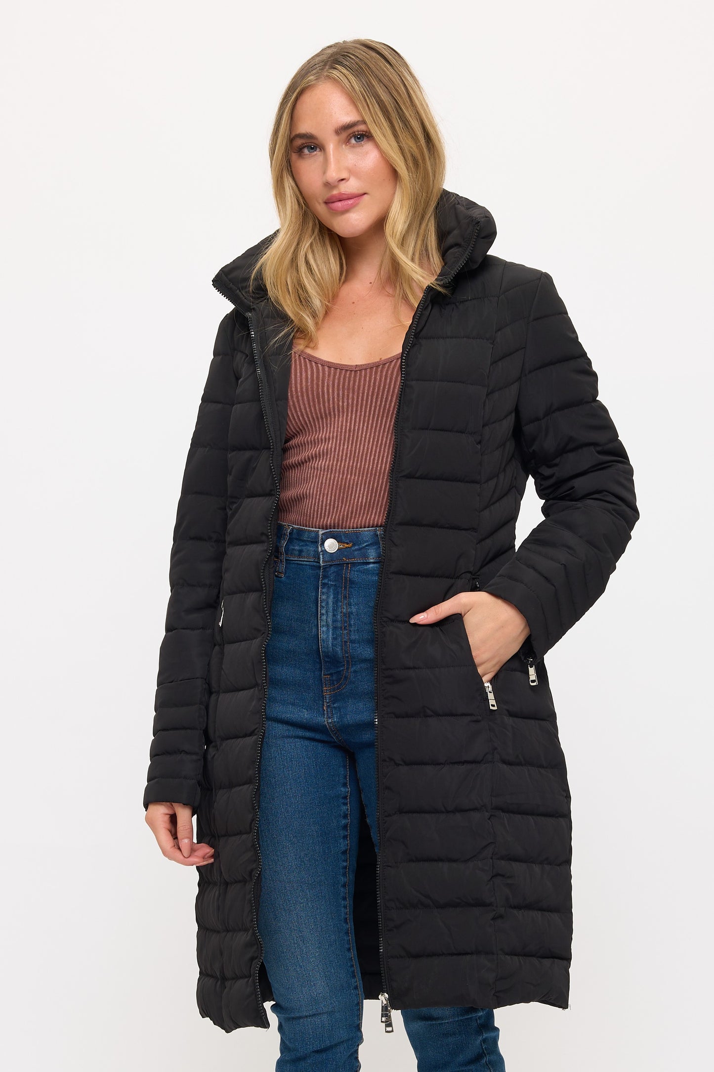 Summit Quilted Puffer Coat - Black