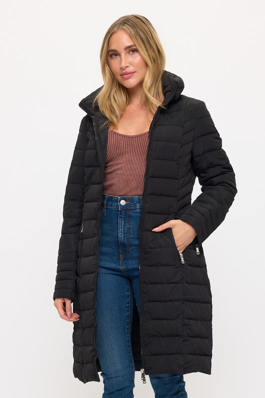 Summit Quilted Puffer Coat - Black
