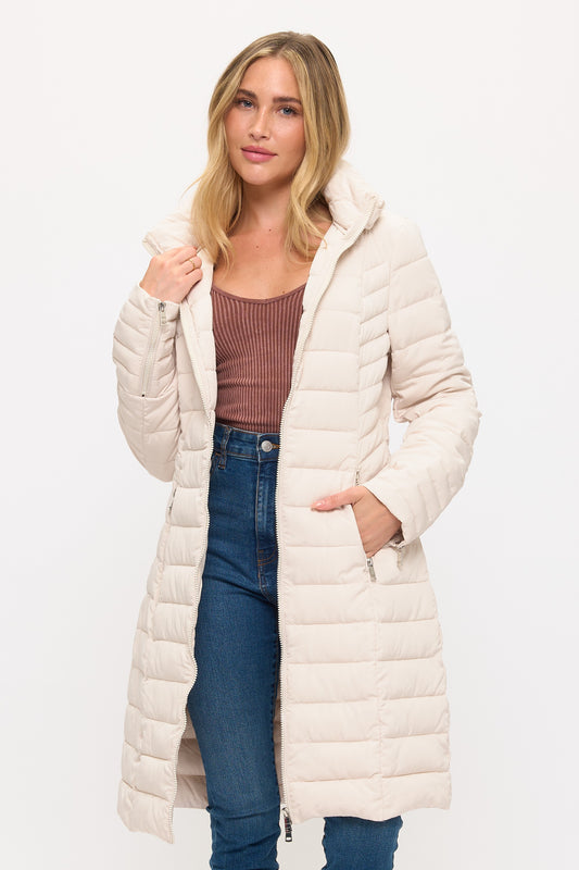 Summit Quilted Puffer Coat - Cream
