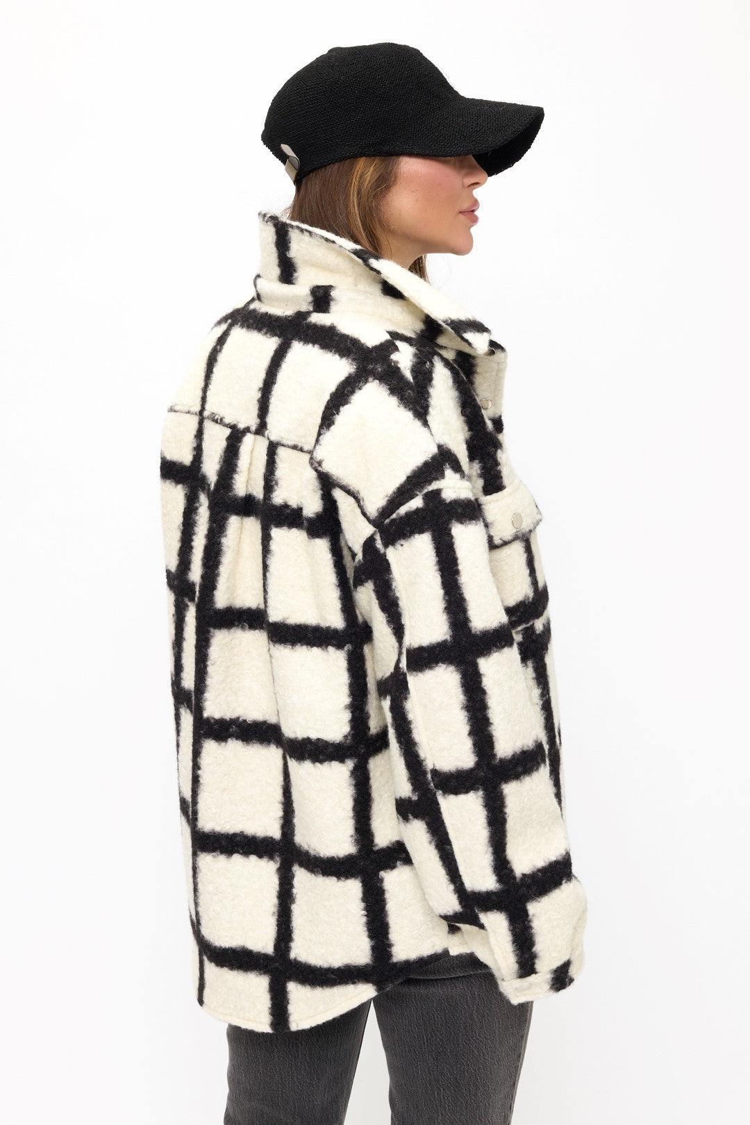 Oversized Grid Shacket
