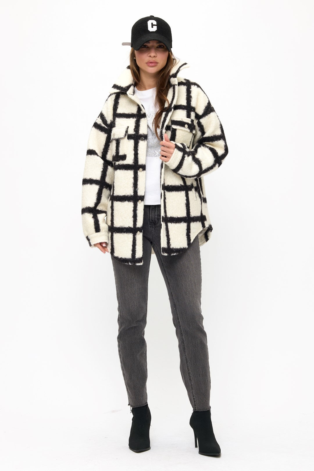 Oversized Grid Shacket