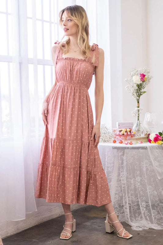 Polka Dot Sleeveless Midi Dress