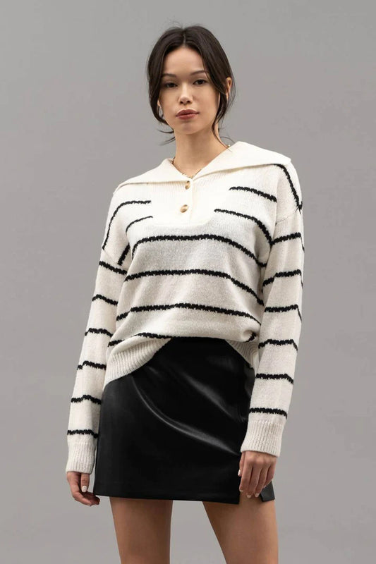 Striped Shawl Sweater