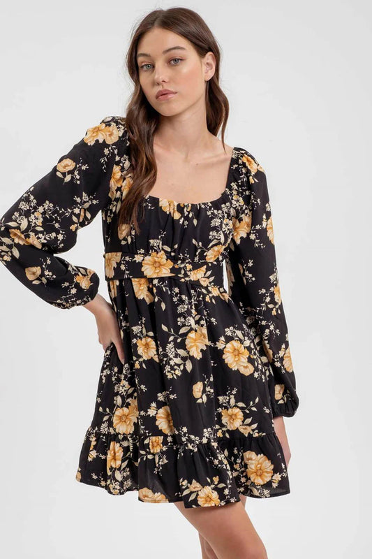 Floral Back Tie Dress