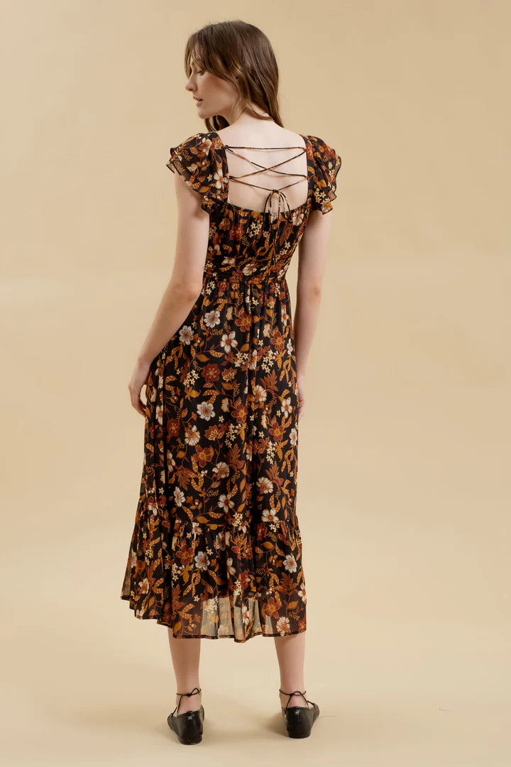 Back Tie Ruffle Dress