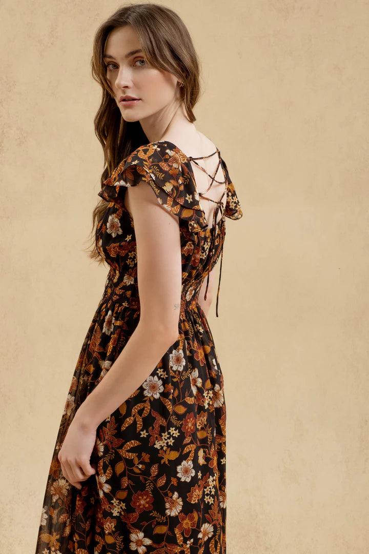 Back Tie Ruffle Dress