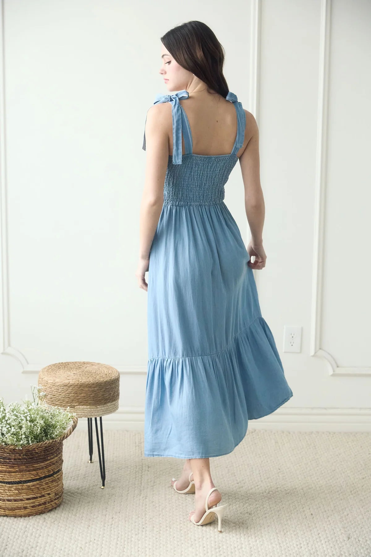 Chambray Tie Strap Dress