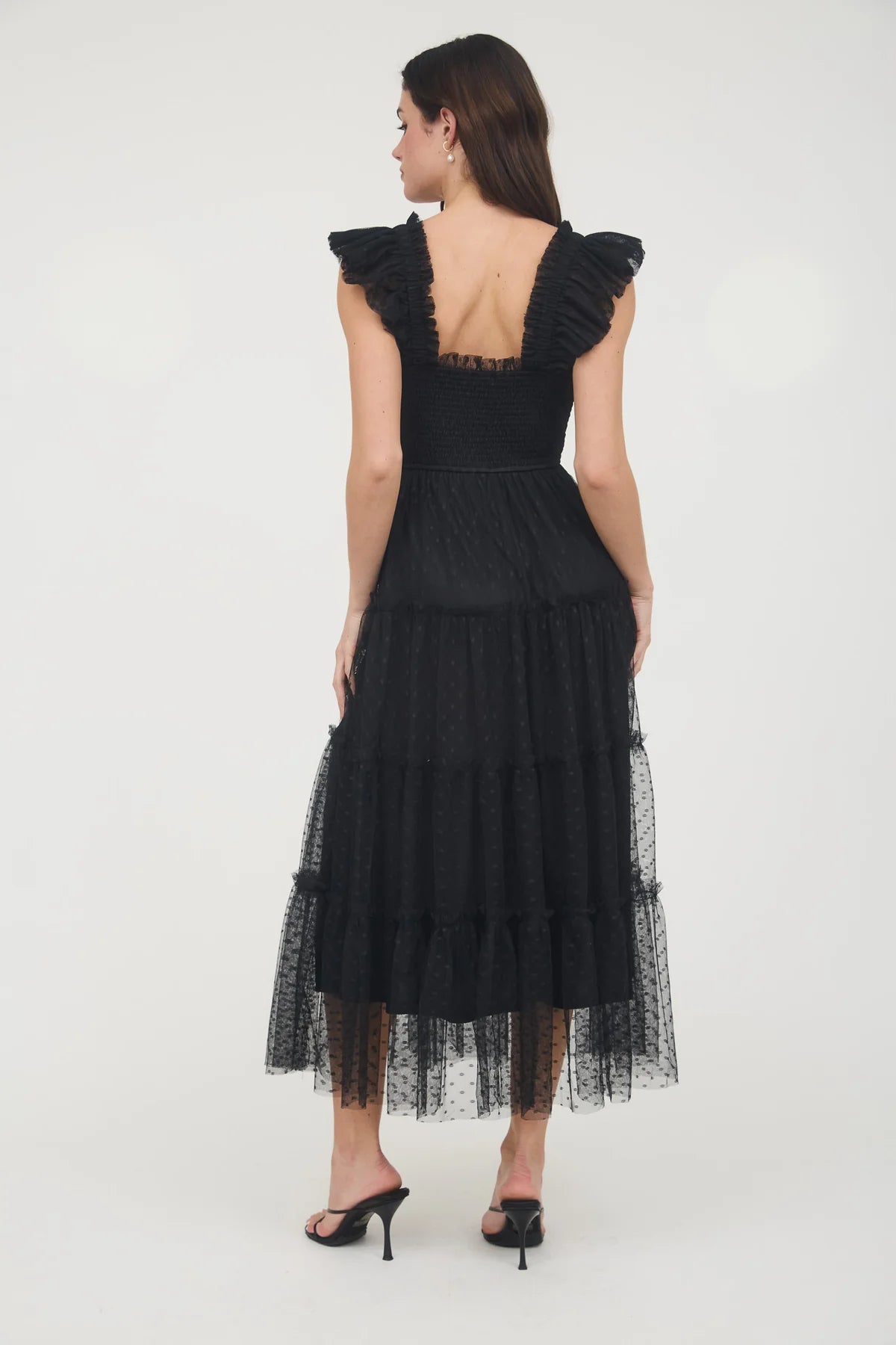 Chiffon Layered Polka Dot Dress Emilie-Bs Chiffon Layered Polka Dot Dress Emilie-Bs