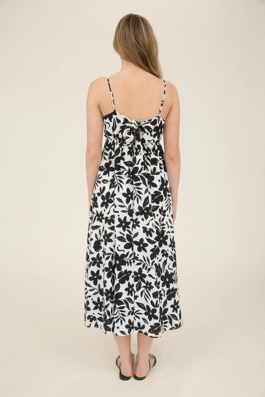 Wave Trim Back Tie Dress