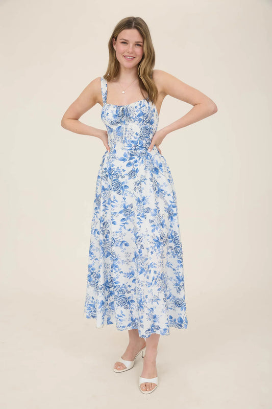 Corset Detail Rose Dress