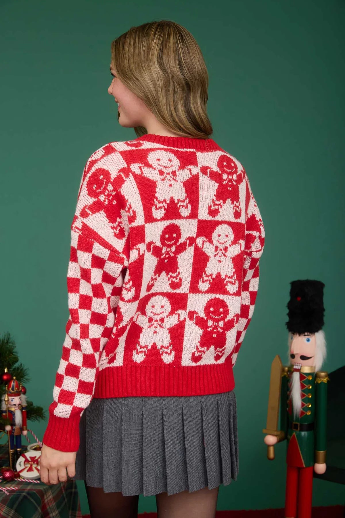 Gingerbread Checkered Sweater