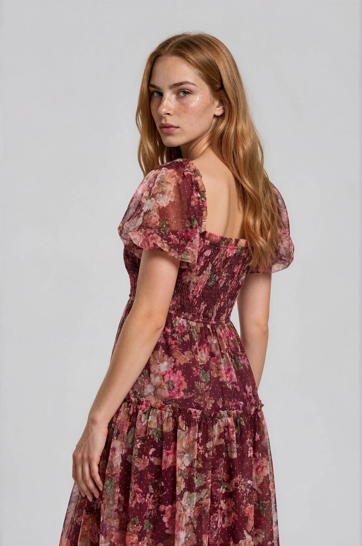 Puff Sleeve Ruffle Dress