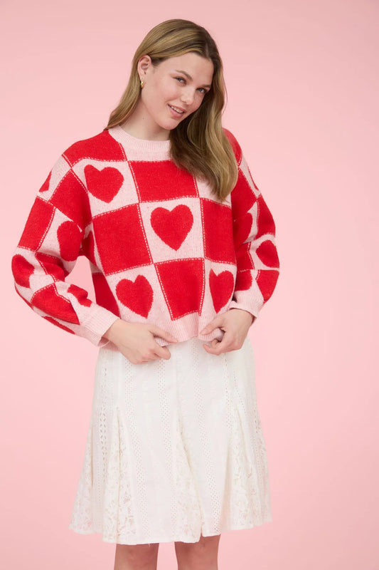 Heart Checkered Sweater