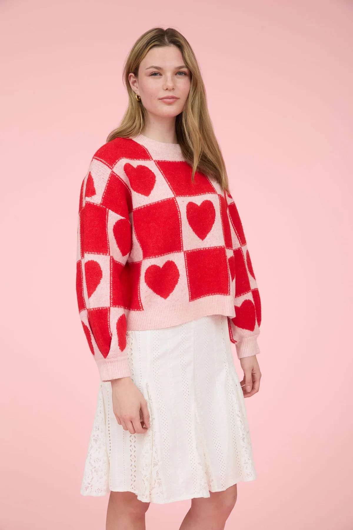 Heart Checkered Sweater