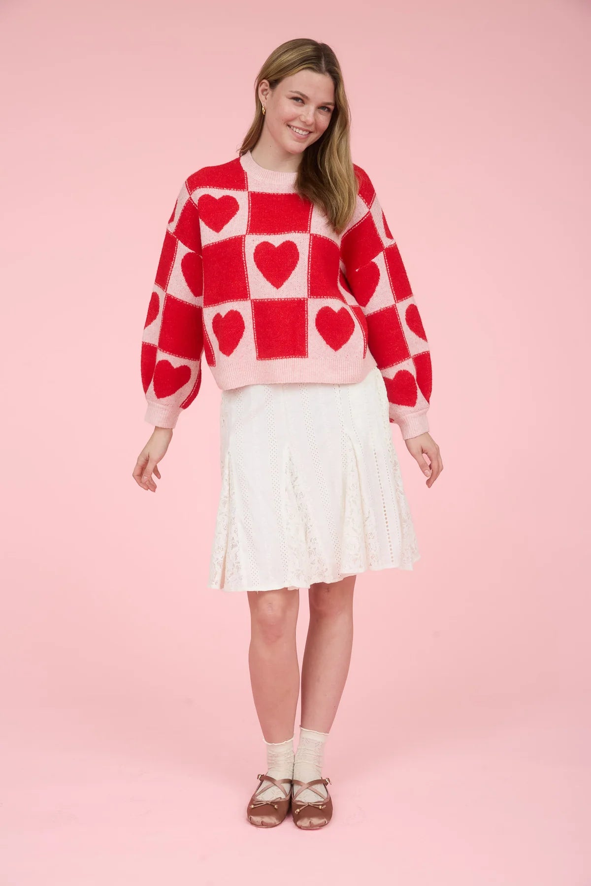 Heart Checkered Sweater