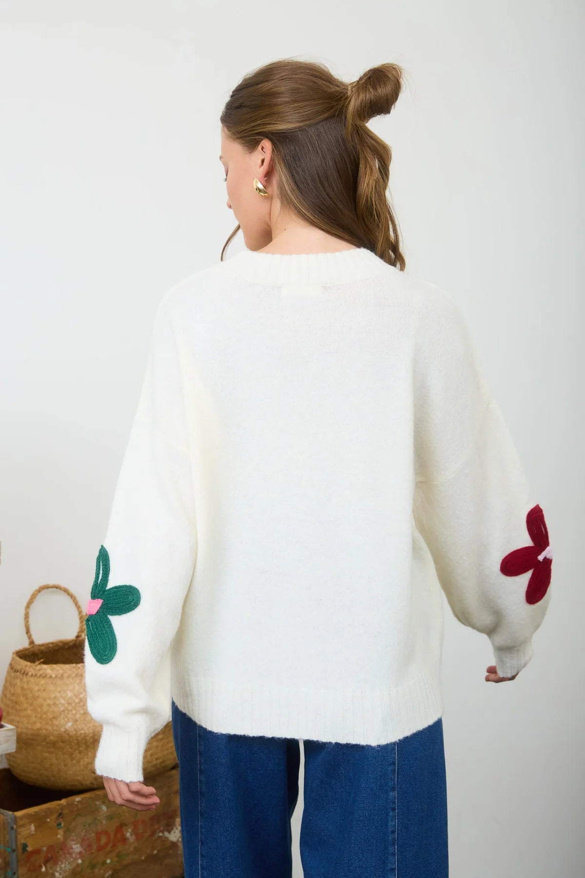 Crochet Floral Detail Sweater