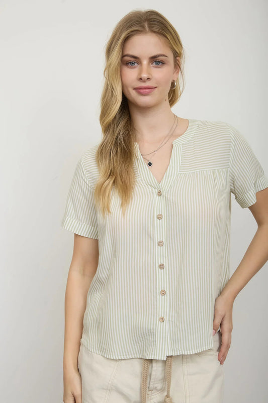 Split Neck Button Up Top