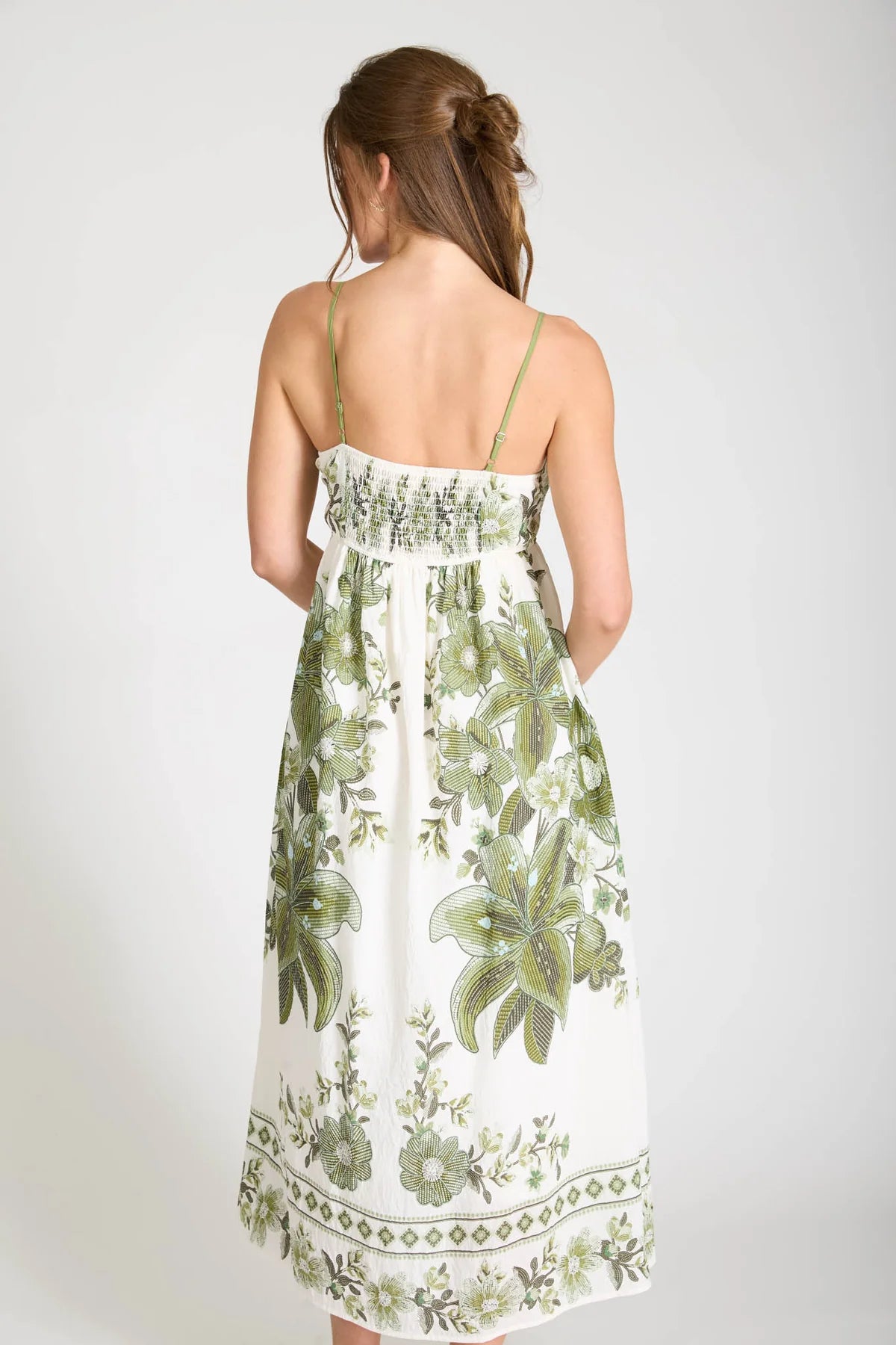 Wave Neckline Floral Dress