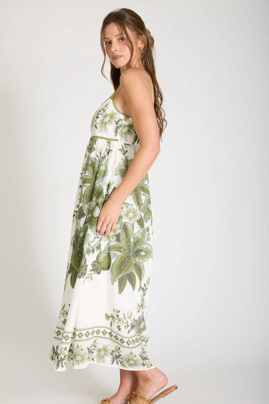 Wave Neckline Floral Dress
