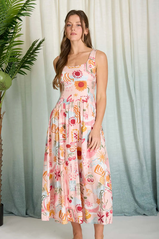 Summer Print Midi Dress