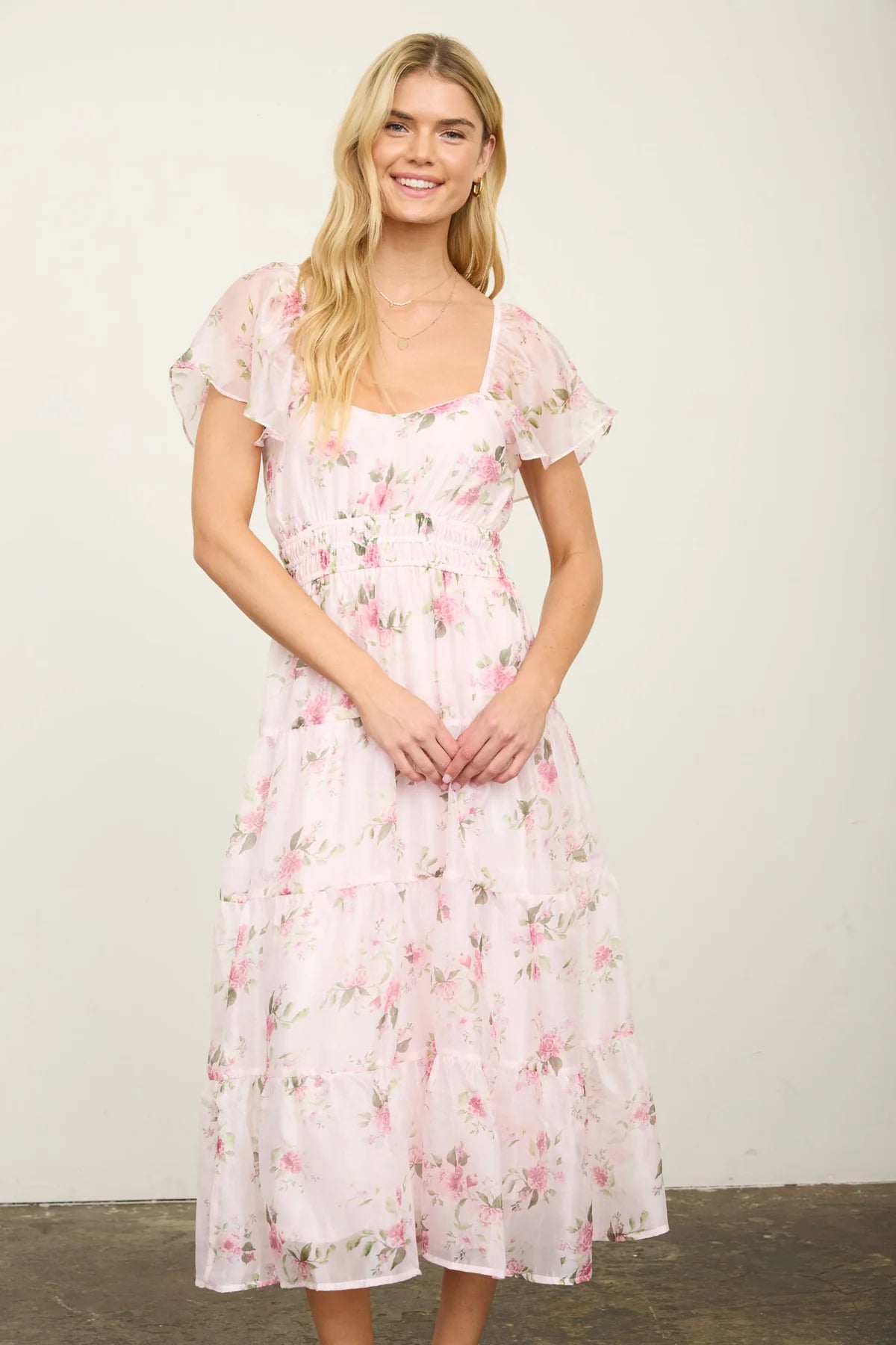 Flowing Floral Chiffon Dress