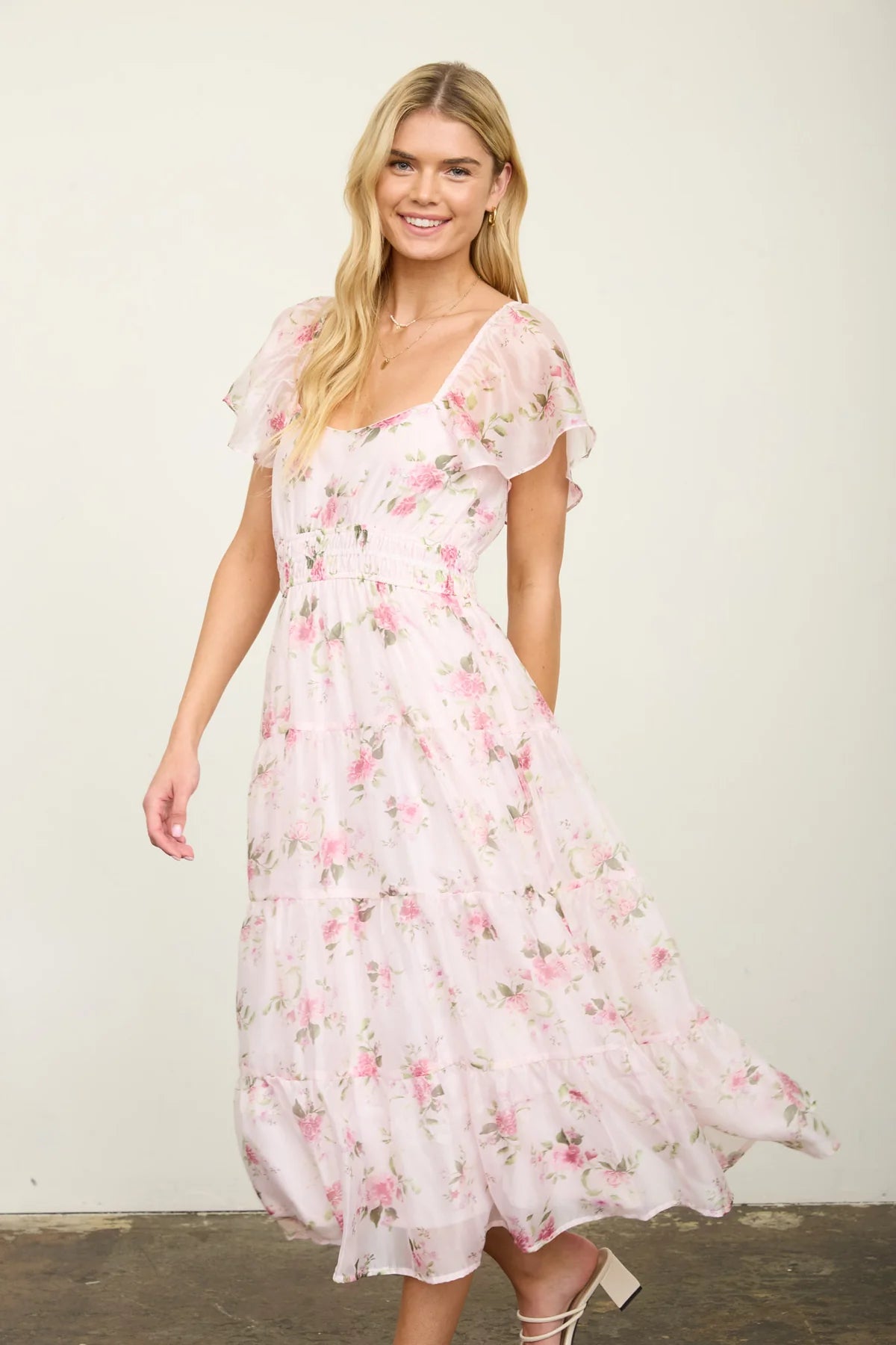 Flowing Floral Chiffon Dress