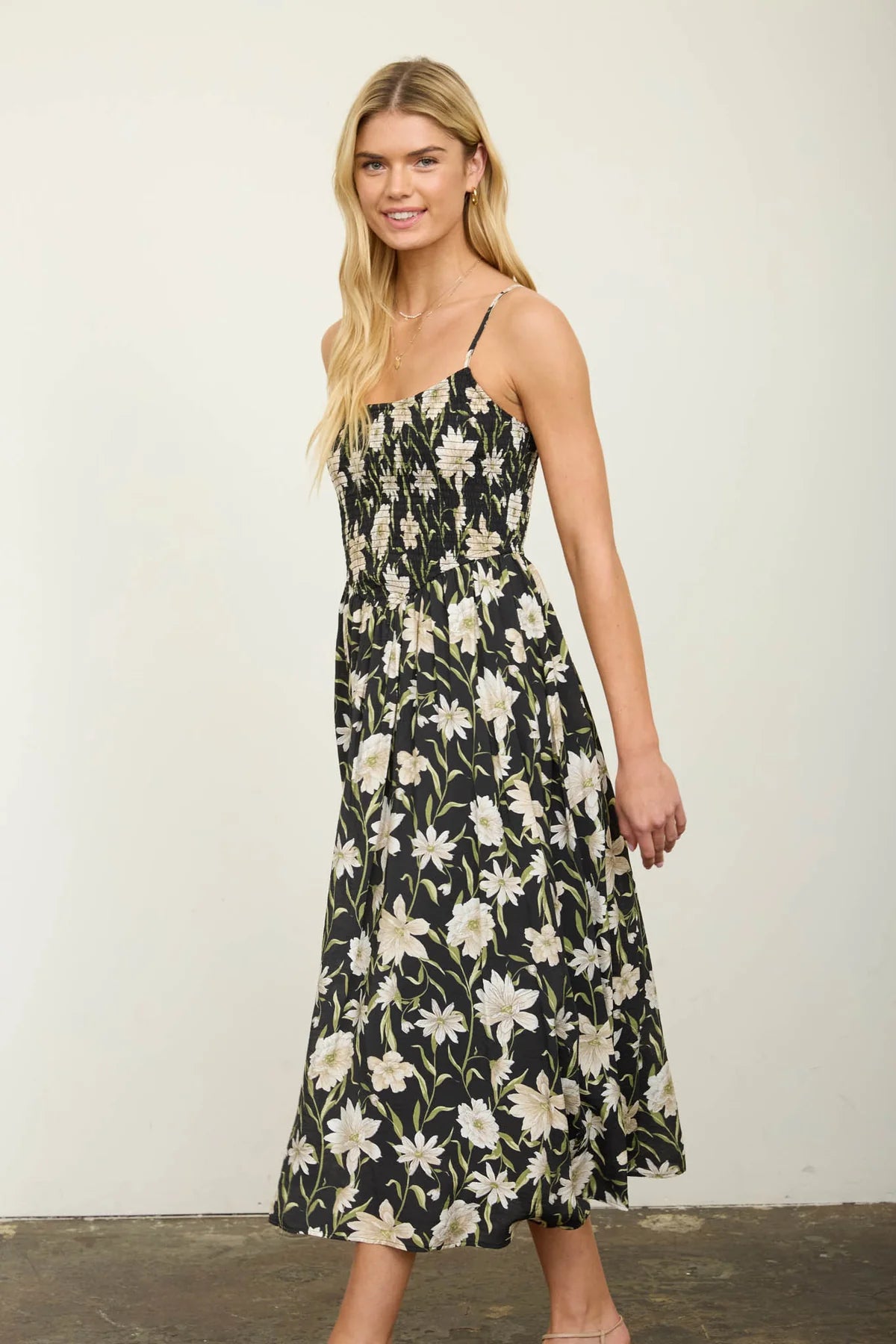 Floral Smocked Midi Dress