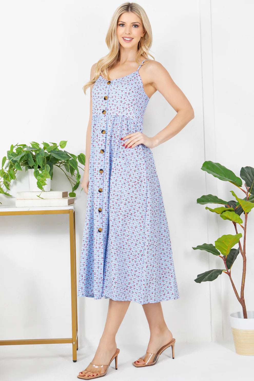 Checkered Print Cherry Dress