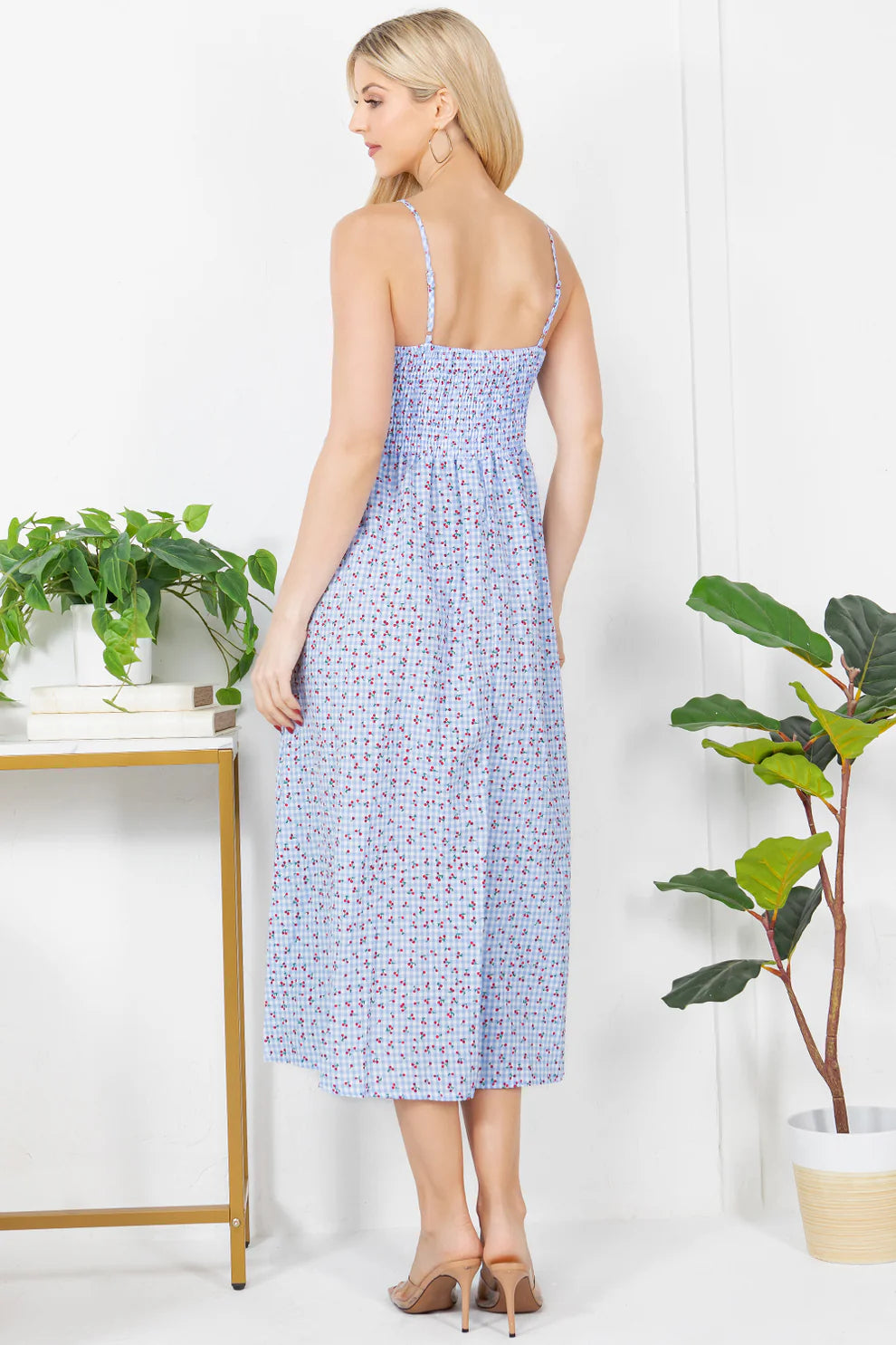 Checkered Print Cherry Dress