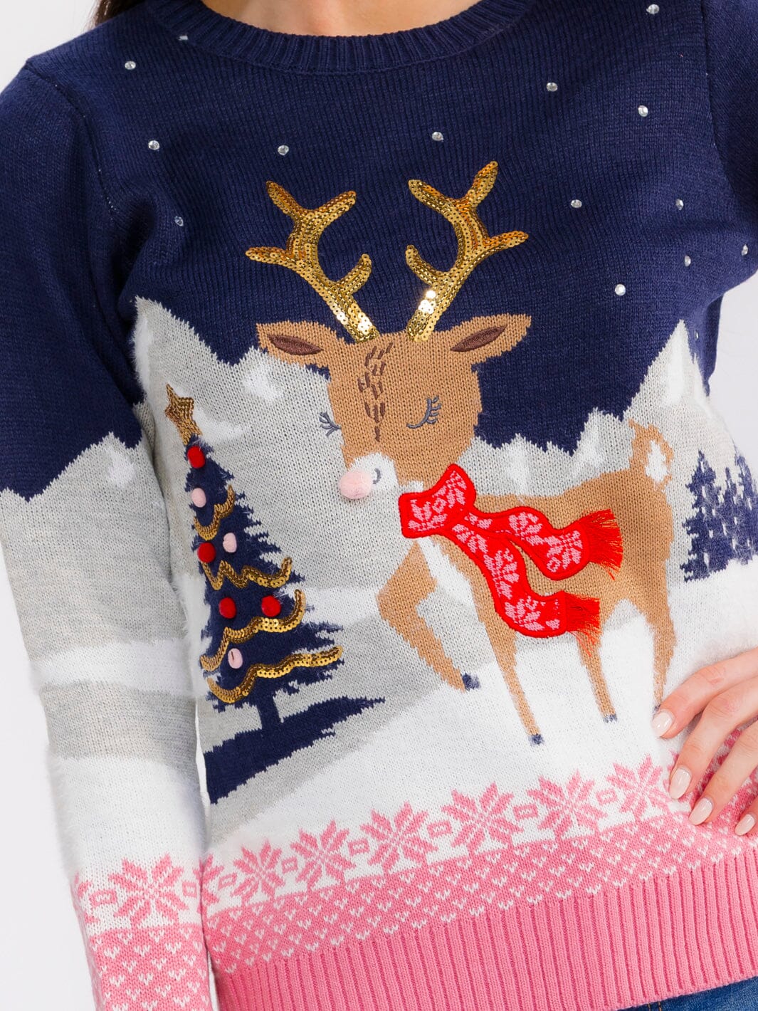 Sequin Holiday Deer Sweater