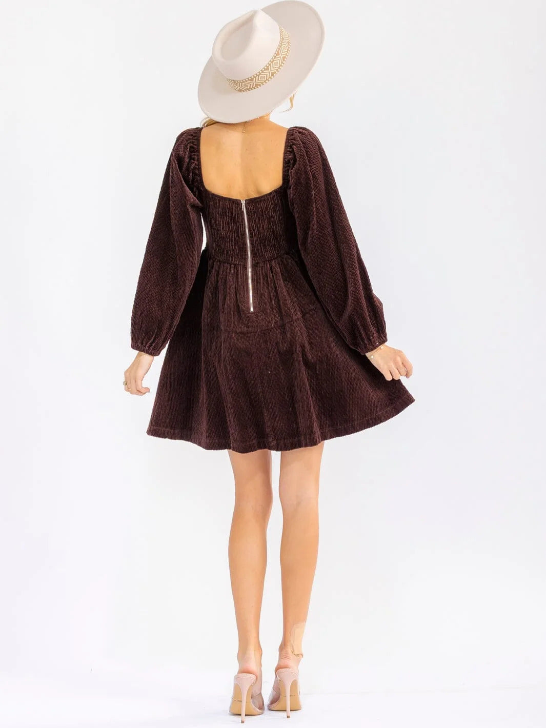 Square Neck Corduroy Dress