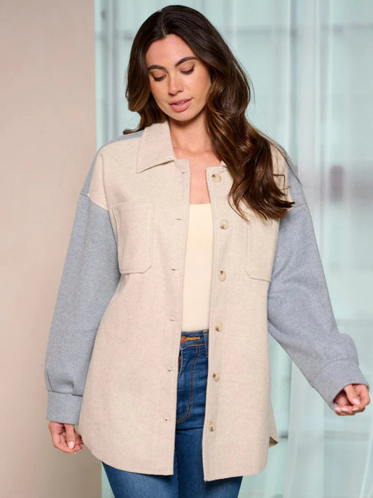 Colorblock Button Shacket