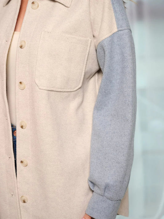 Colorblock Button Shacket