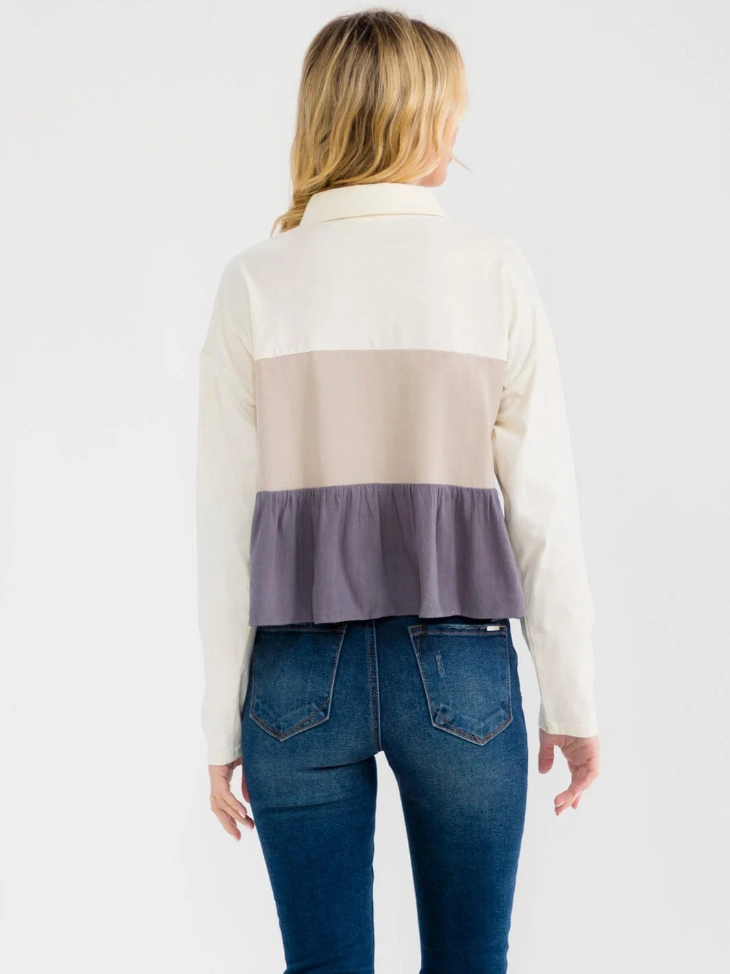 Color Block Ruffle Top