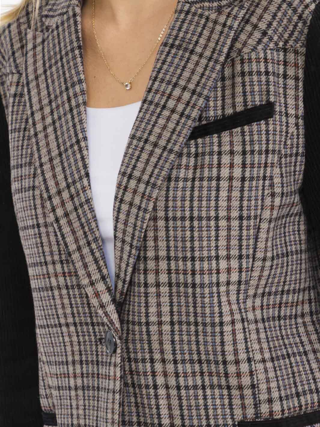Plaid Contrast Blazer