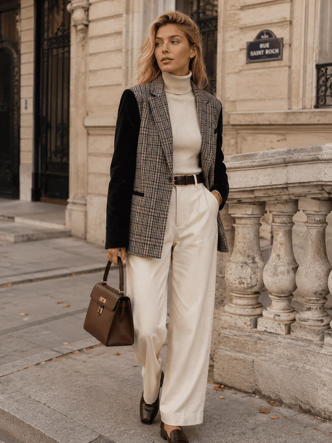 Plaid Contrast Blazer
