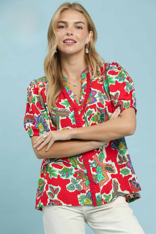 Red Tropical Top