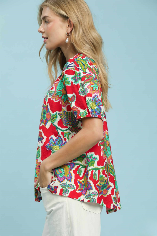 Red Tropical Top