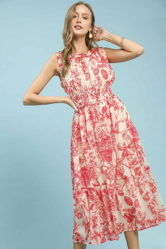 Rosé Garden Midi Dress