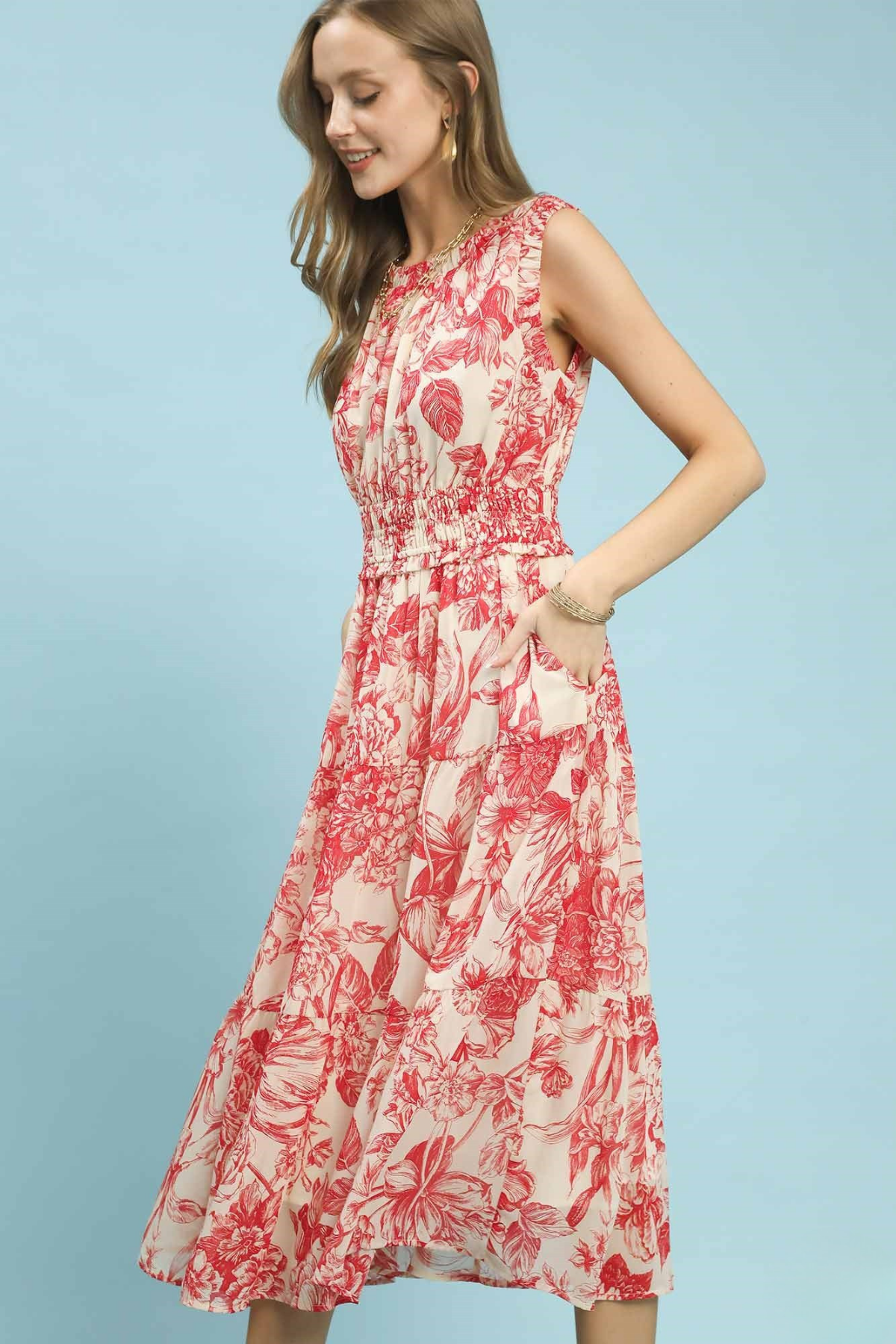 artisanal rose midi dress Rosé Garden Midi Dress M / RED
