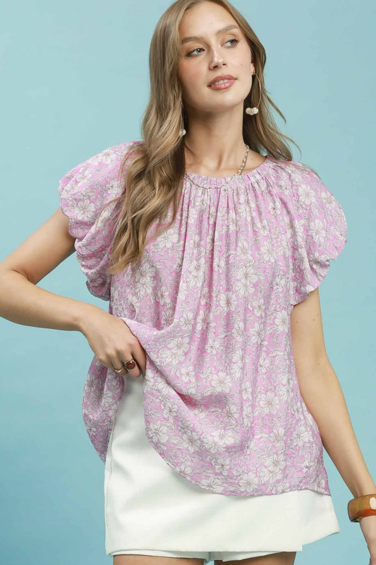 Gathered Puff Sleeve Top