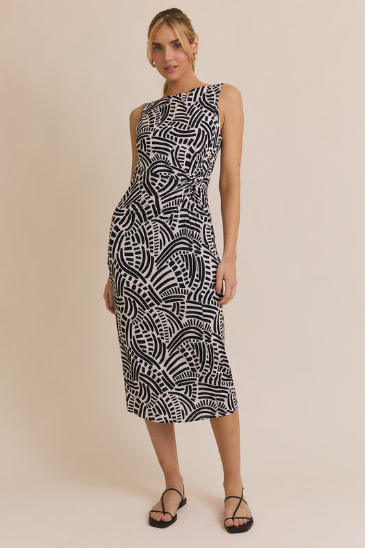 Abstract Front Twist Dress