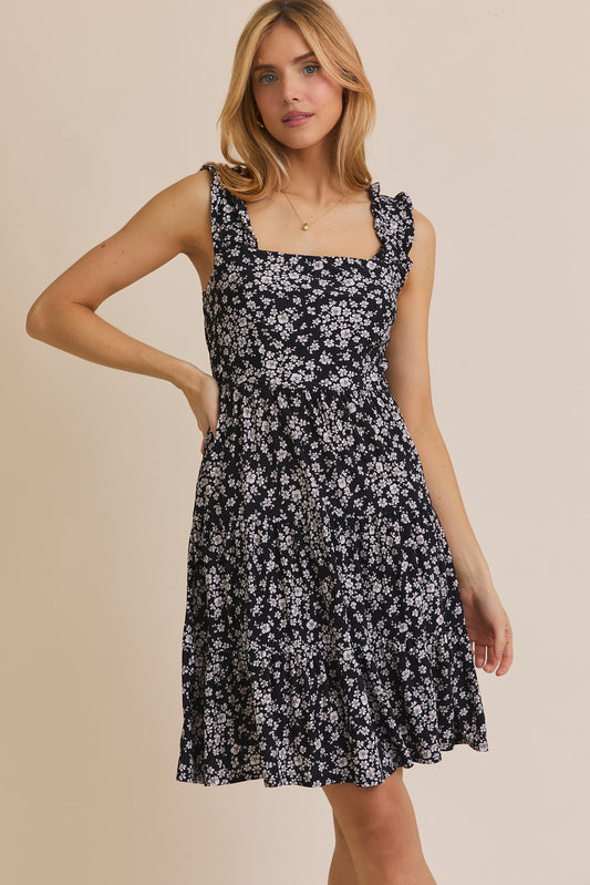 Navy Ditsy Tiered Dress