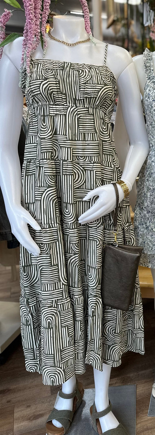 Olive Geometric Dress