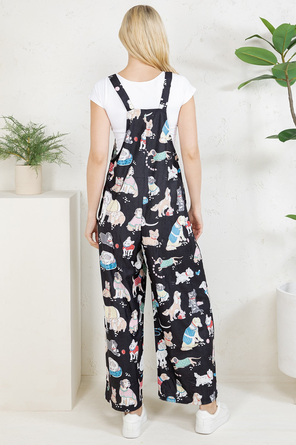 Multi Dog Wide Leg Overalls
