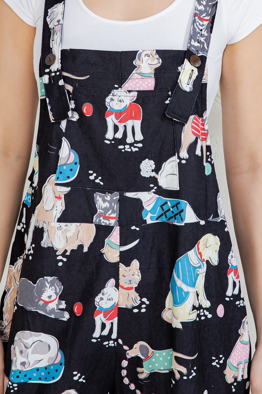 Multi Dog Wide Leg Overalls