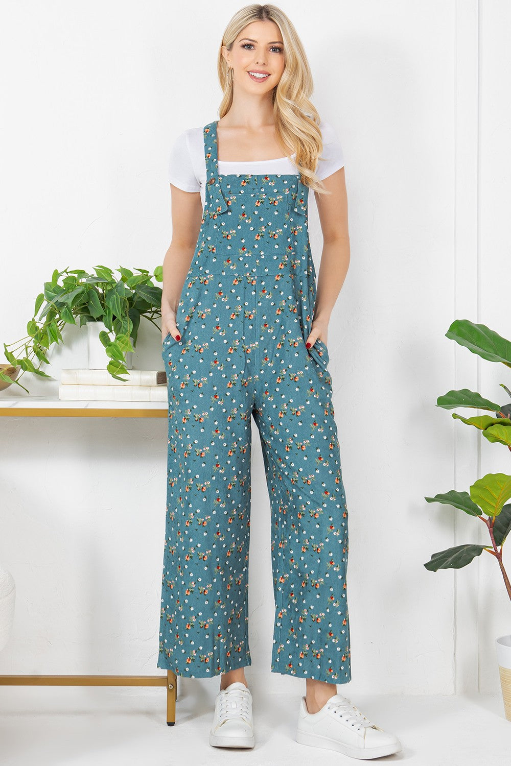Corduroy Floral Overalls