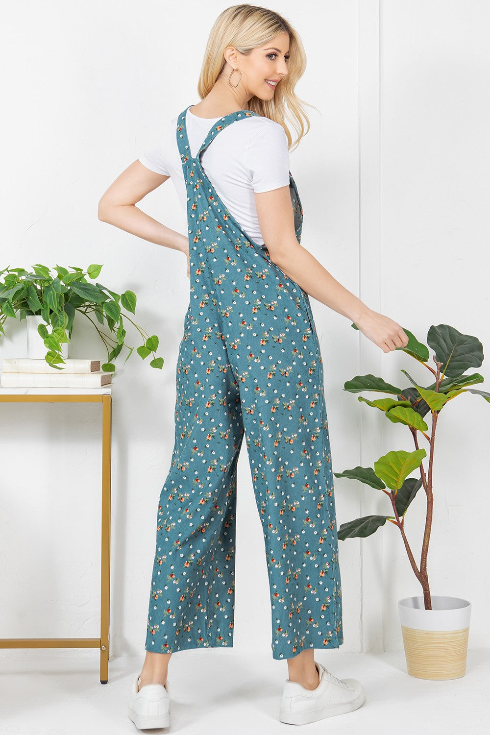 Corduroy Floral Overalls