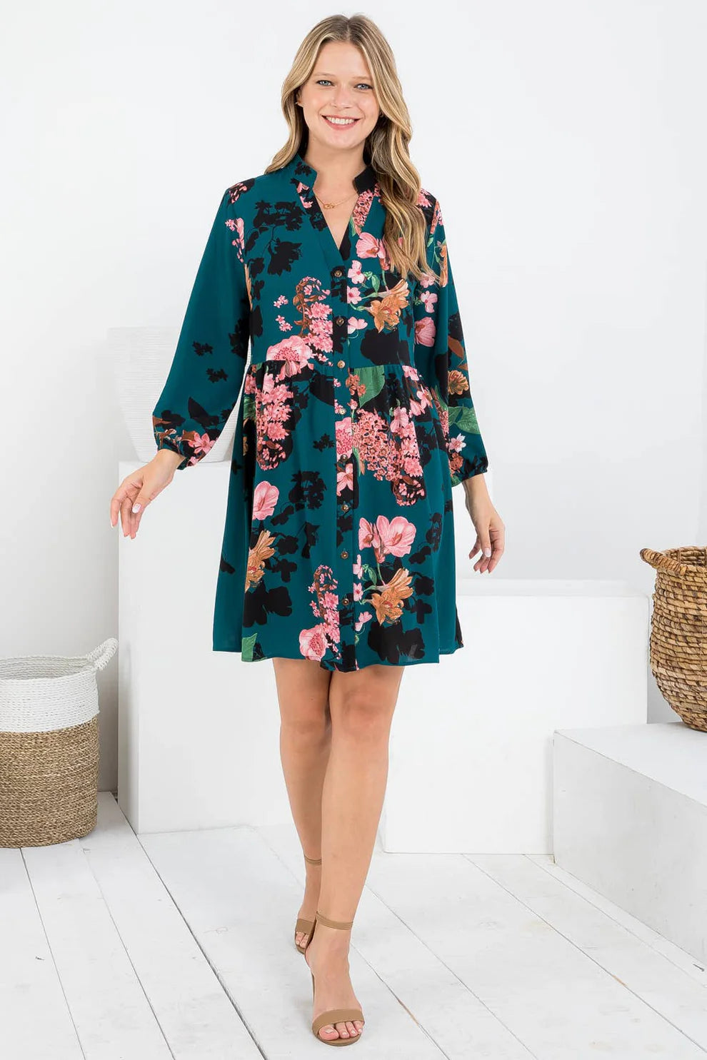 Vintage Floral Long Sleeve Dress