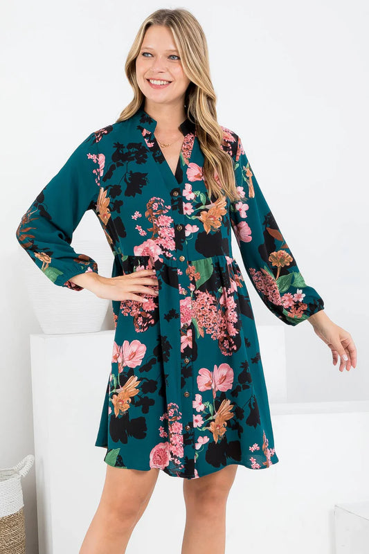 Vintage Floral Long Sleeve Dress